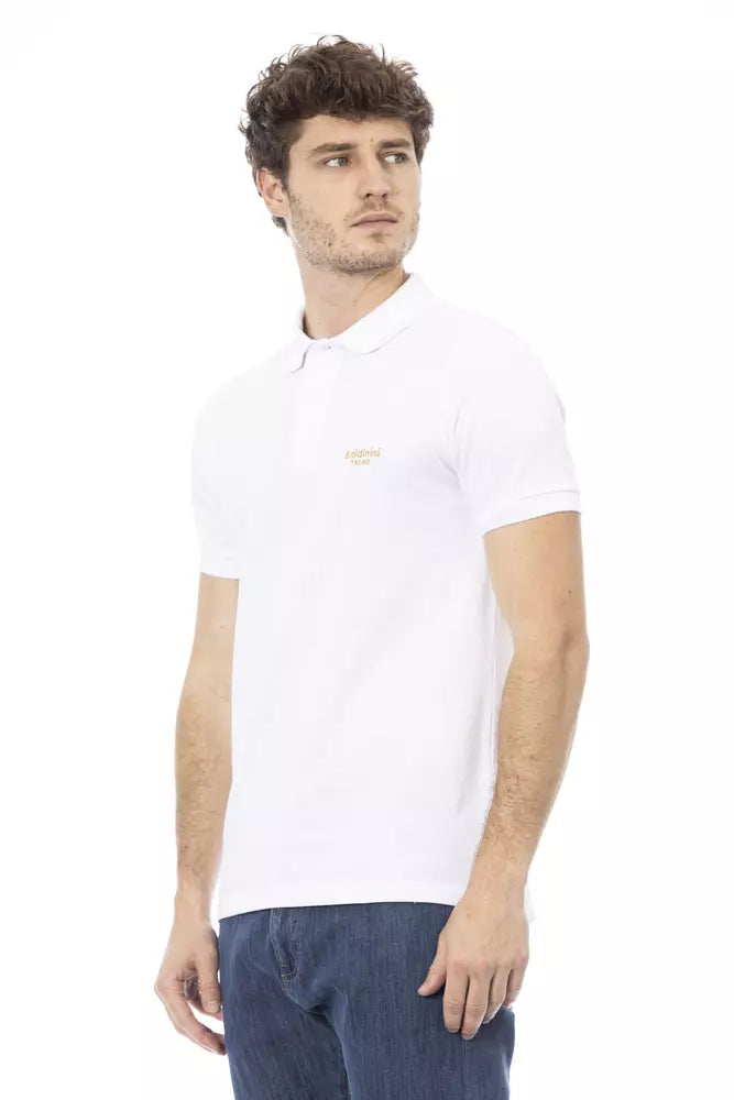 White Cotton Men Polo - GlamHub Luxury and Icon Brand Clothing