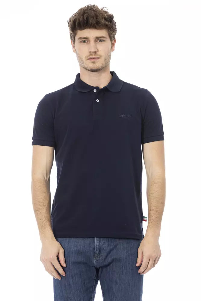 Blue Cotton Men Polo - GlamHub Luxury and Icon Brand Clothing