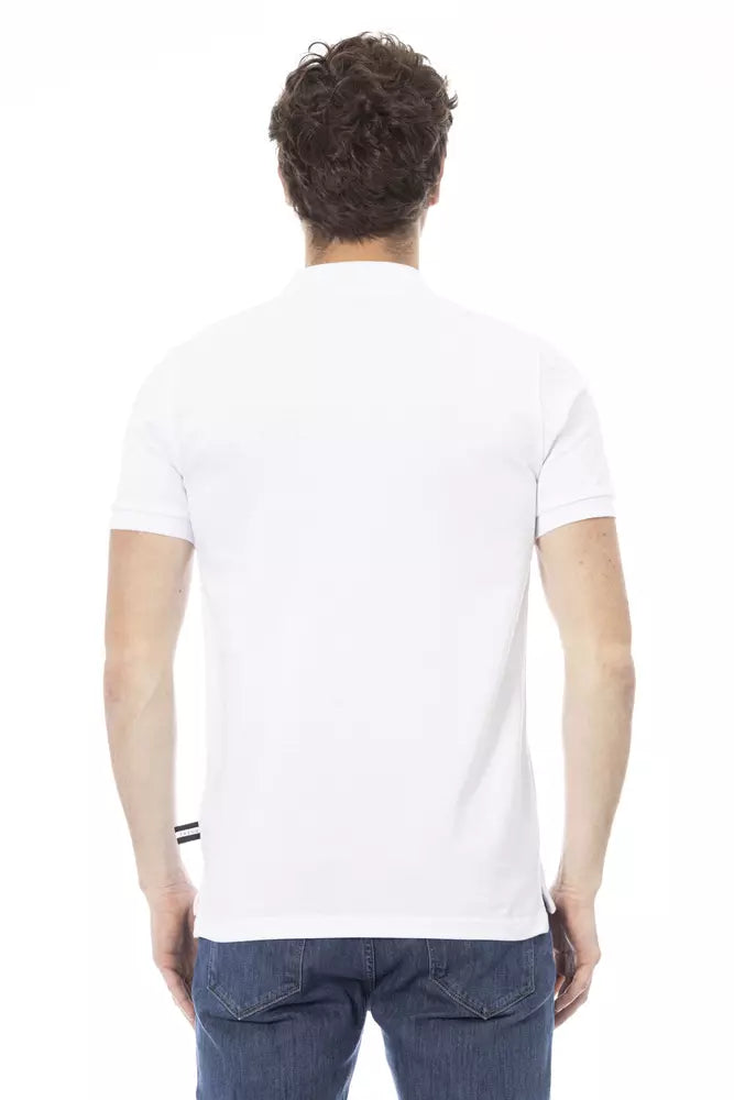 White Cotton Men Polo - GlamHub Luxury and Icon Brand Clothing