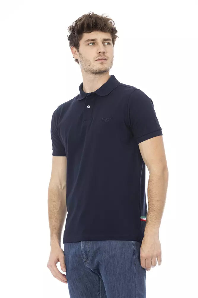 Blue Cotton Men Polo - GlamHub Luxury and Icon Brand Clothing