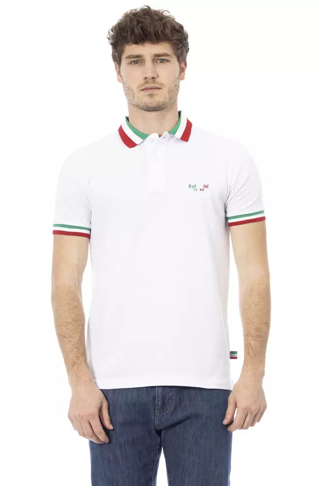 White Cotton Men Polo - GlamHub Luxury and Icon Brand Clothing