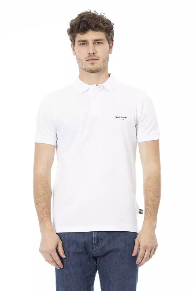 White Cotton Men Polo - GlamHub Luxury and Icon Brand Clothing