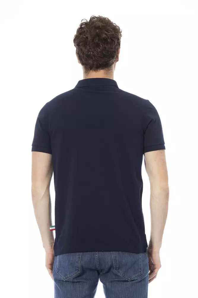 Blue Cotton Men Polo - GlamHub Luxury and Icon Brand Clothing