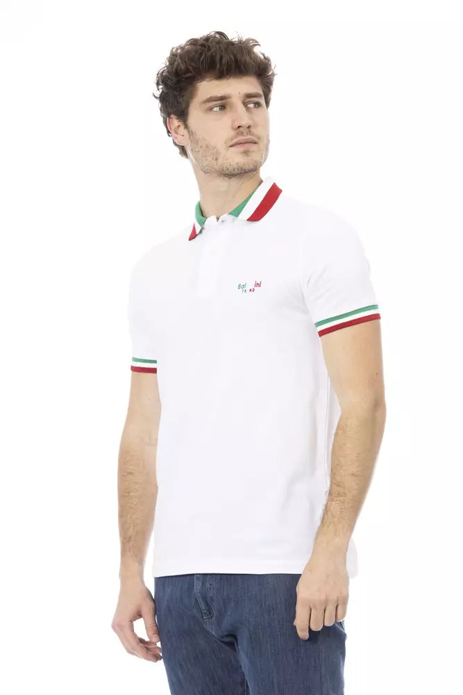 White Cotton Men Polo - GlamHub Luxury and Icon Brand Clothing