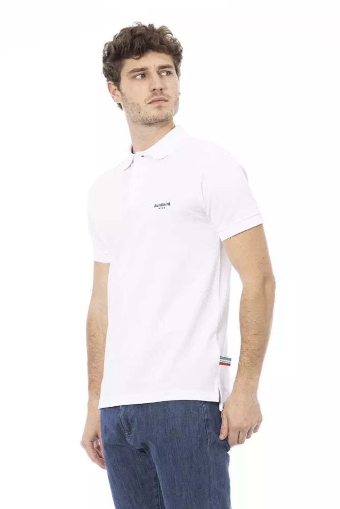 White Cotton Men Polo - GlamHub Luxury and Icon Brand Clothing