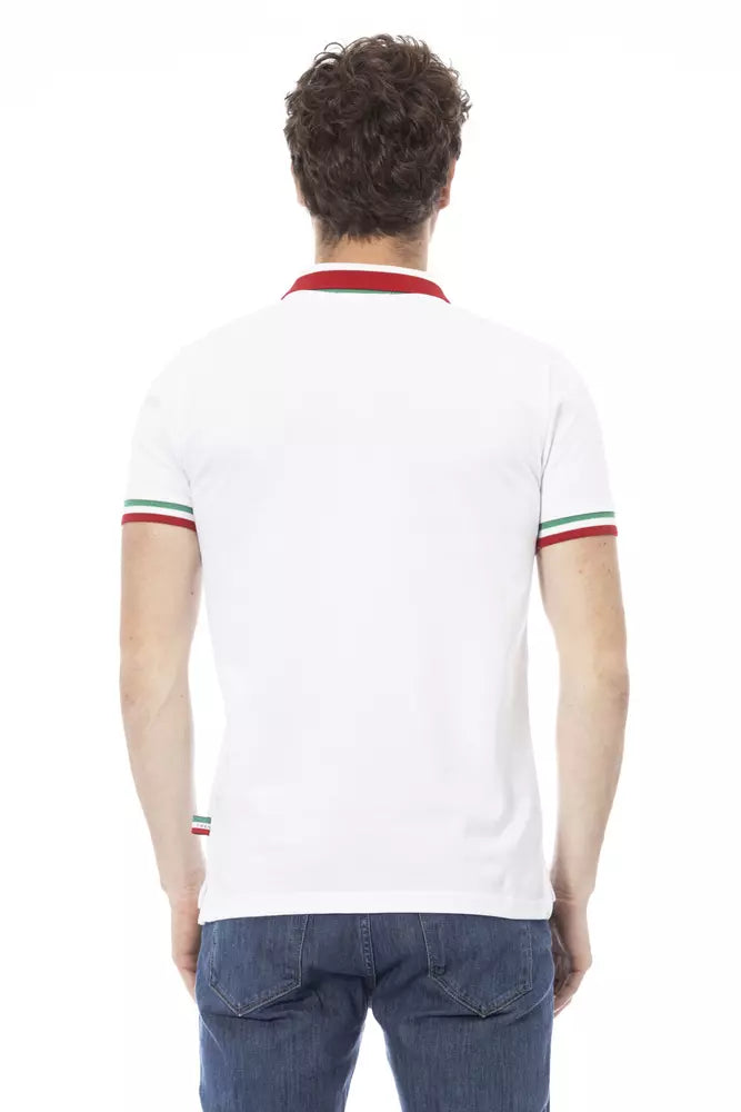 White Cotton Men Polo - GlamHub Luxury and Icon Brand Clothing