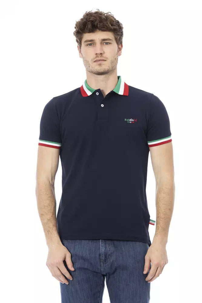 Blue Cotton Men Polo - GlamHub Luxury and Icon Brand Clothing