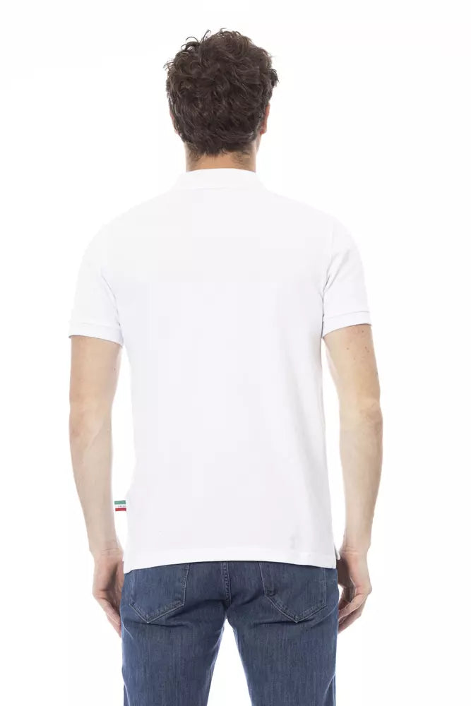 White Cotton Men Polo - GlamHub Luxury and Icon Brand Clothing