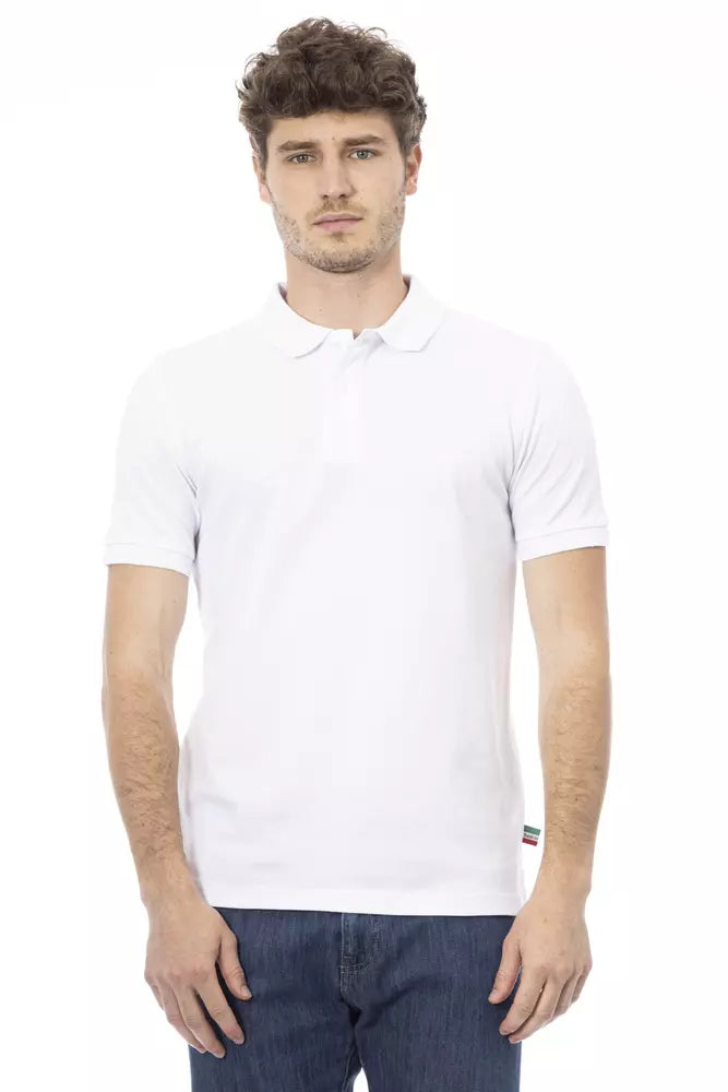 White Cotton Men Polo - GlamHub Luxury and Icon Brand Clothing