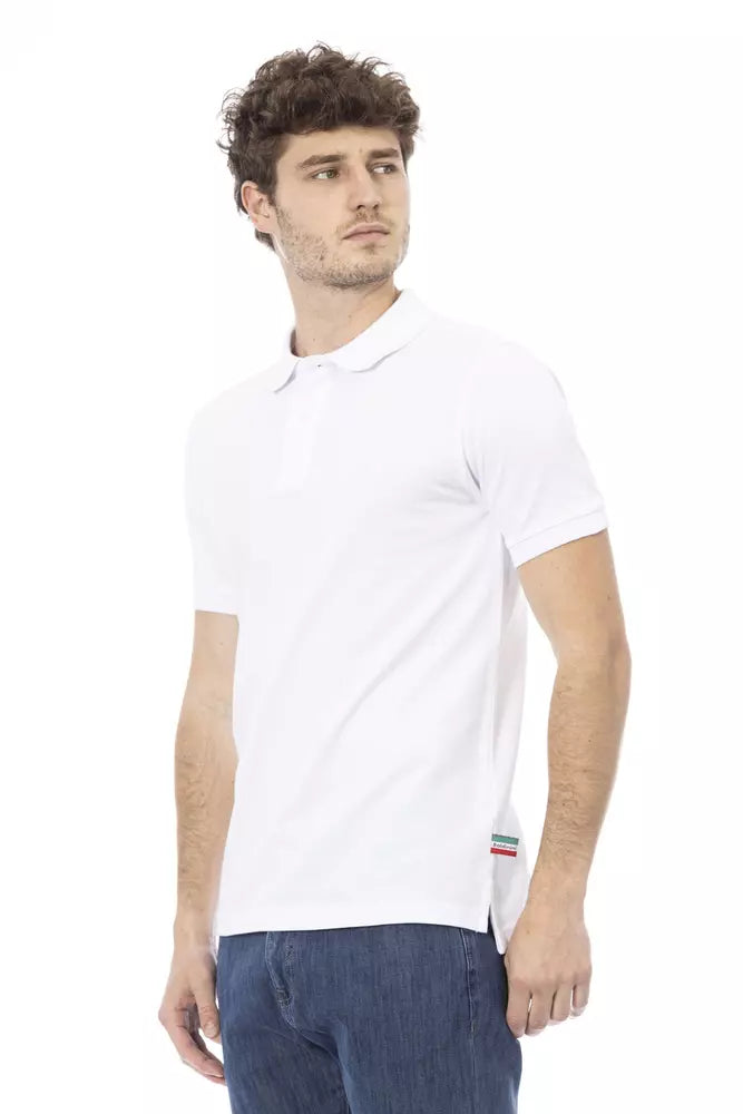 White Cotton Men Polo - GlamHub Luxury and Icon Brand Clothing