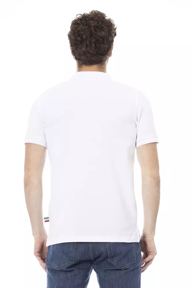 White Cotton Men Polo - GlamHub Luxury and Icon Brand Clothing