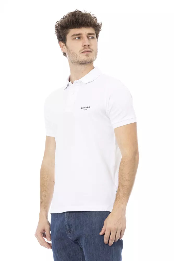 White Cotton Men Polo - GlamHub Luxury and Icon Brand Clothing