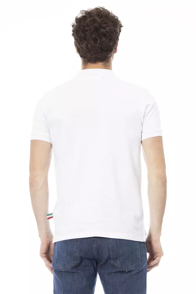 White Cotton Men Polo - GlamHub Luxury and Icon Brand Clothing