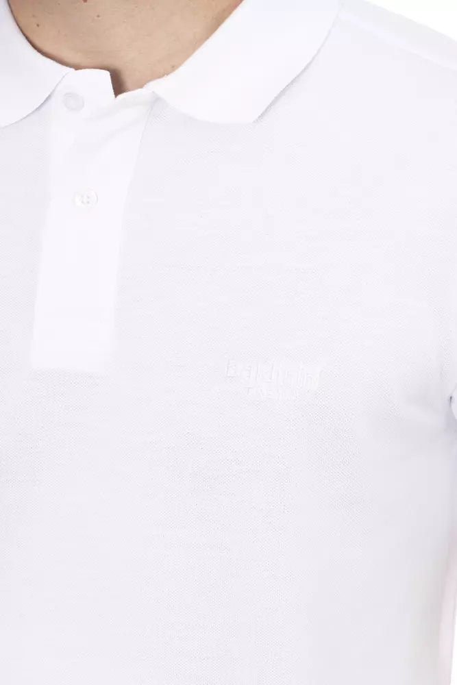 White Cotton Men Polo - GlamHub Luxury and Icon Brand Clothing