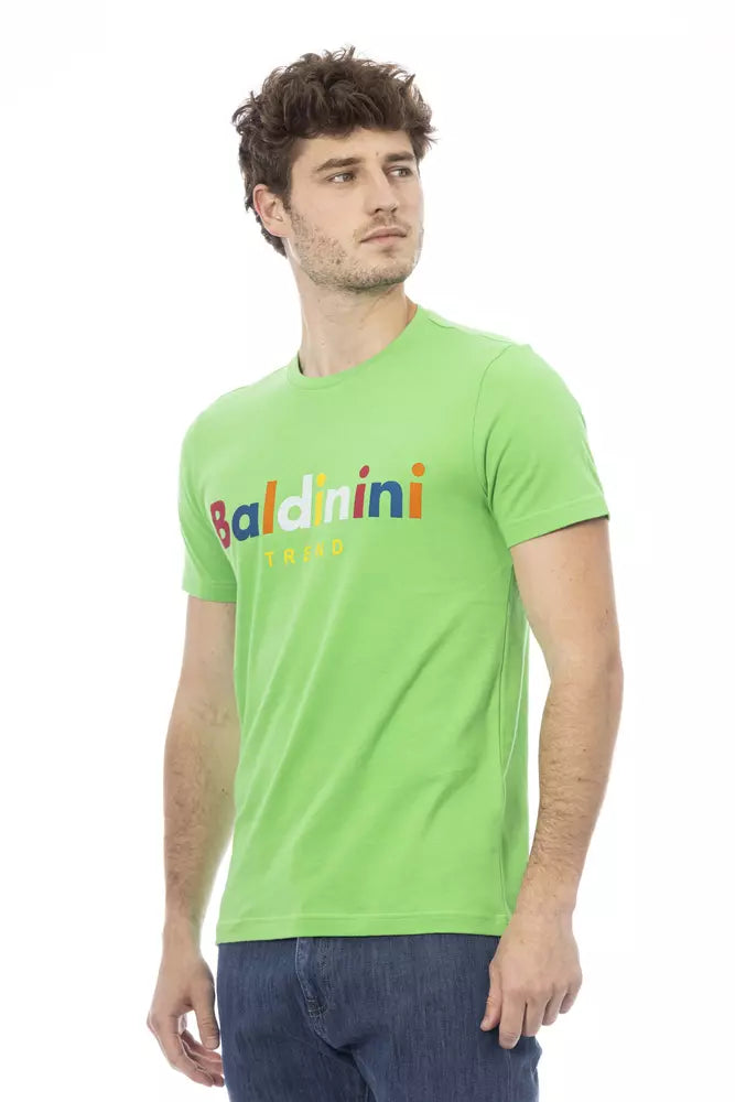 Green Cotton Men T-Shirt - GlamHub Luxury and Icon Brand Clothing