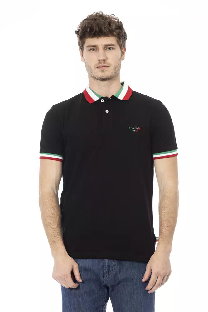 Black Cotton Men Polo - GlamHub Luxury and Icon Brand Clothing