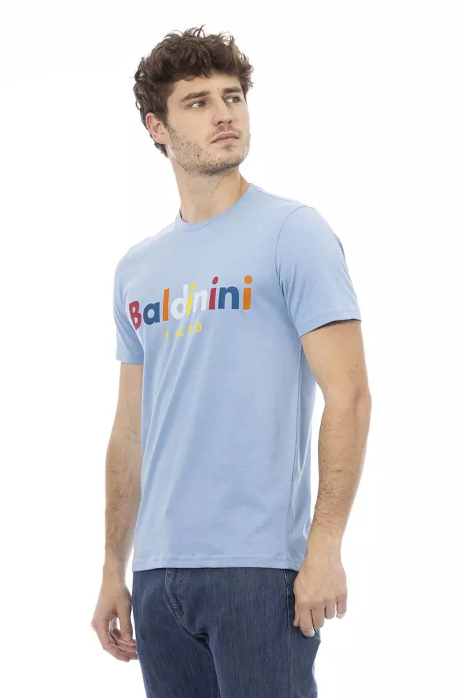 Light Blue Cotton Men T-Shirt - GlamHub Luxury and Icon Brand Clothing