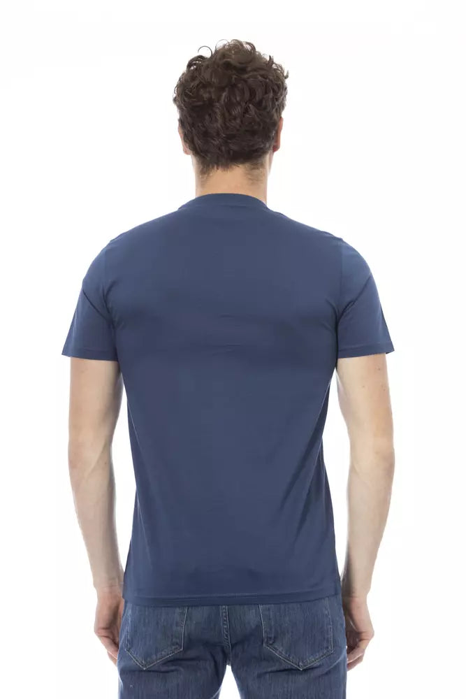 Blue Cotton Men T-Shirt - GlamHub Luxury and Icon Brand Clothing