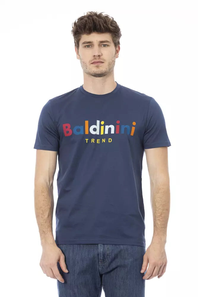 Blue Cotton Men T-Shirt - GlamHub Luxury and Icon Brand Clothing