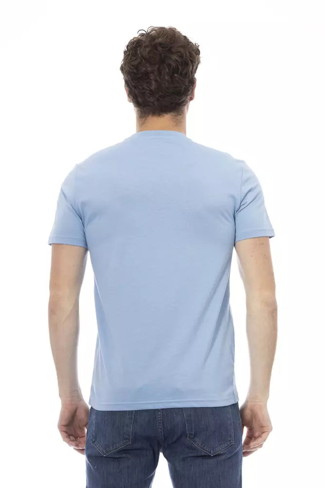 Light Blue Cotton Men T-Shirt - GlamHub Luxury and Icon Brand Clothing