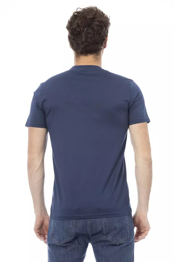 Blue Cotton Men T-Shirt - GlamHub Luxury and Icon Brand Clothing