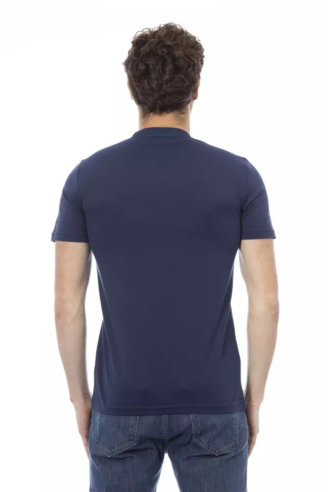 Blue Cotton Men T-Shirt - GlamHub Luxury and Icon Brand Clothing