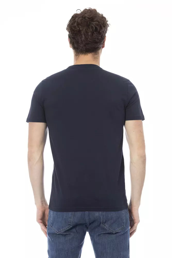 Blue Cotton Men T-Shirt - GlamHub Luxury and Icon Brand Clothing