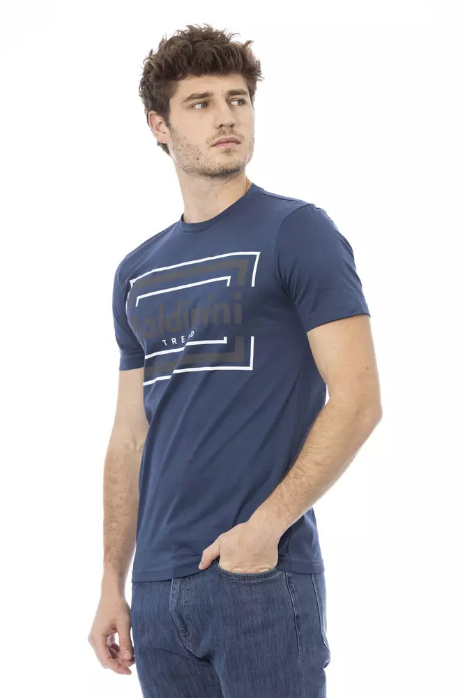 Blue Cotton Men T-Shirt - GlamHub Luxury and Icon Brand Clothing