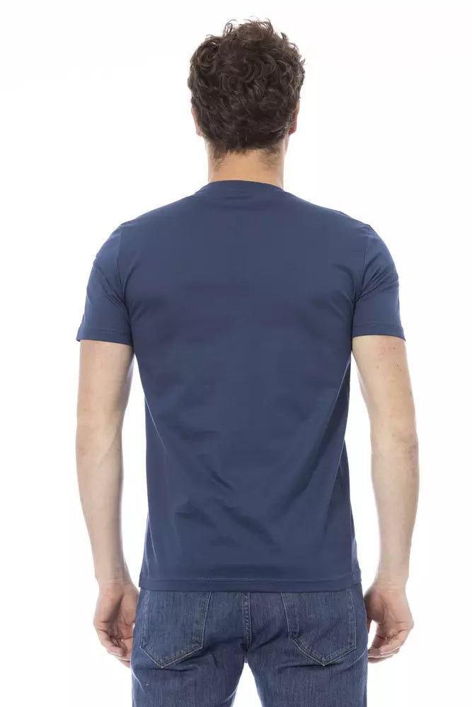 Blue Cotton Men T-Shirt - GlamHub Luxury and Icon Brand Clothing