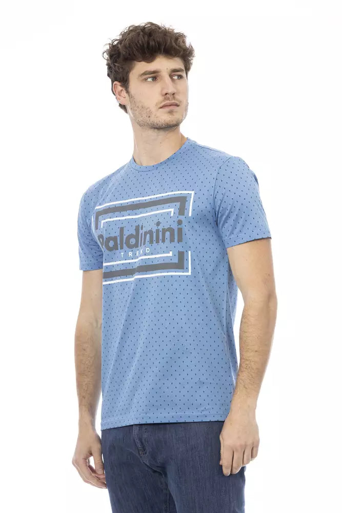 Light Blue Cotton Men T-Shirt - GlamHub Luxury and Icon Brand Clothing