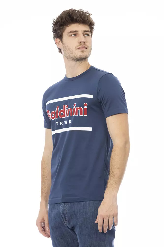 Blue Cotton Men T-Shirt - GlamHub Luxury and Icon Brand Clothing