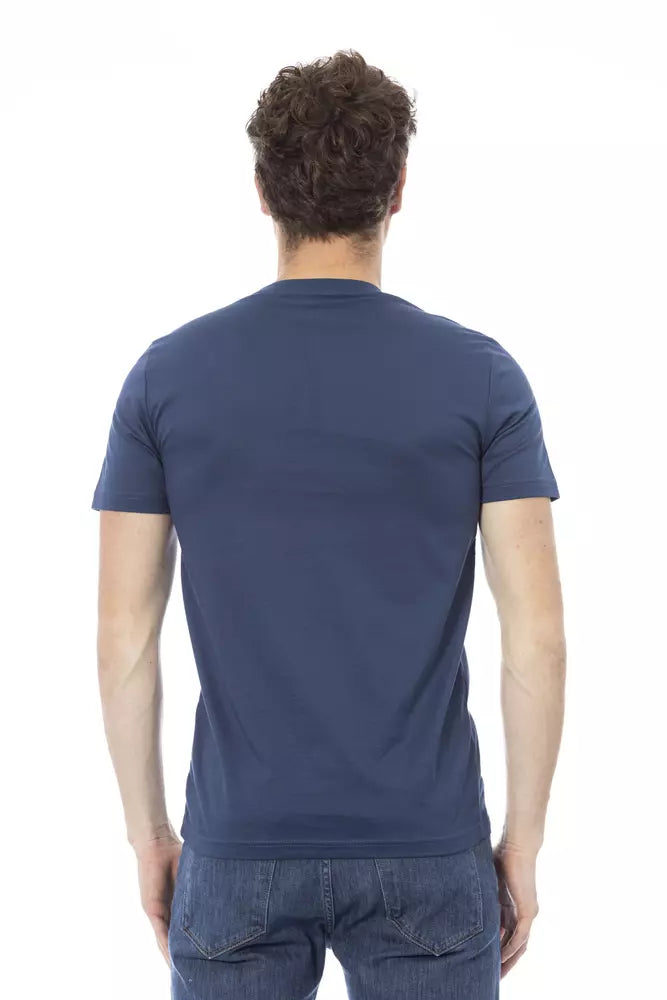 Blue Cotton Men T-Shirt - GlamHub Luxury and Icon Brand Clothing