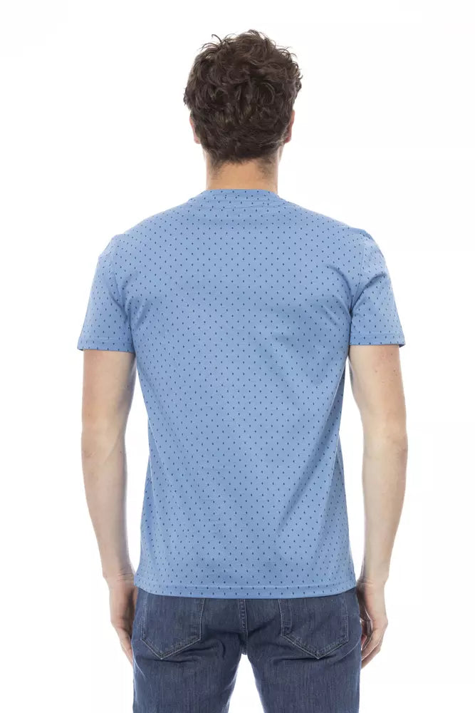 Light Blue Cotton Men T-Shirt - GlamHub Luxury and Icon Brand Clothing