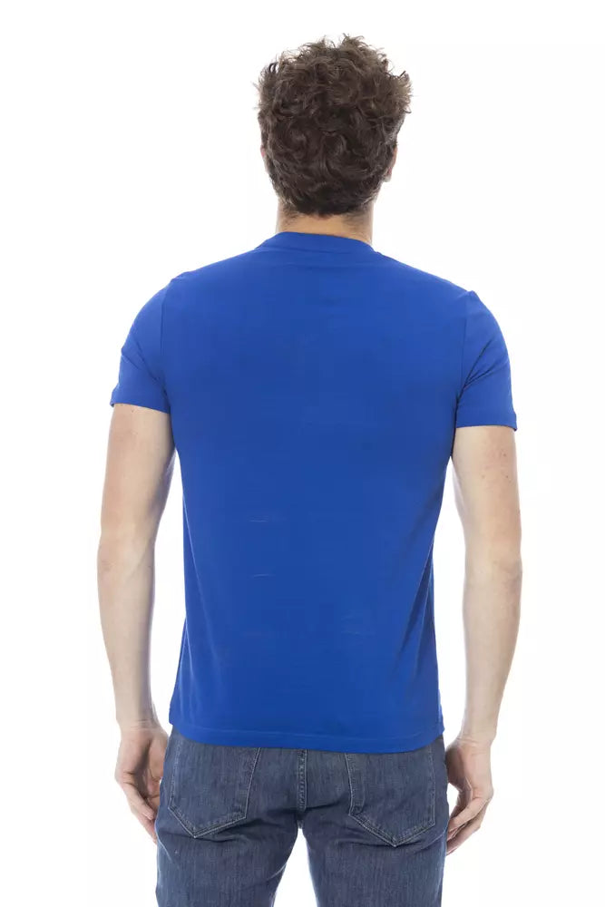 Blue Cotton Men T-Shirt - GlamHub Luxury and Icon Brand Clothing