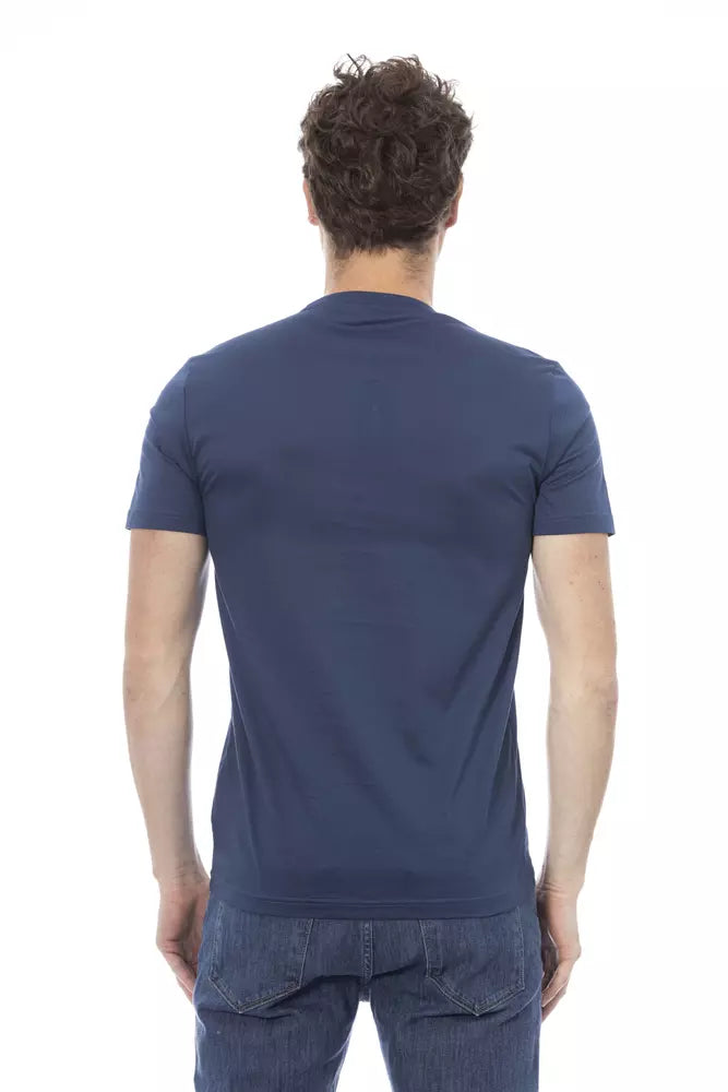 Blue Cotton Men T-Shirt - GlamHub Luxury and Icon Brand Clothing