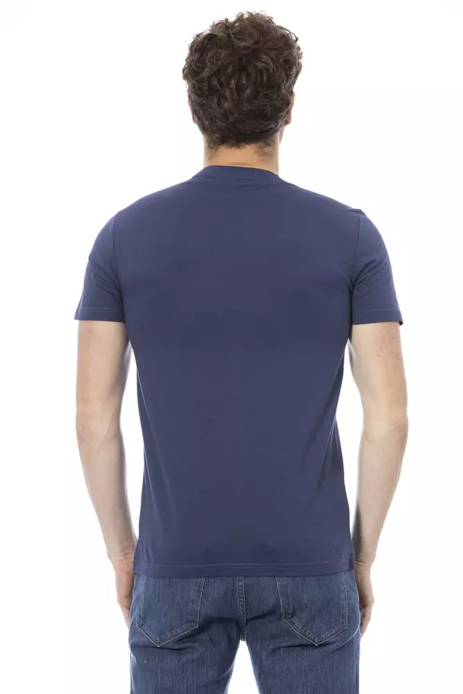 Blue Cotton Men T-Shirt - GlamHub Luxury and Icon Brand Clothing