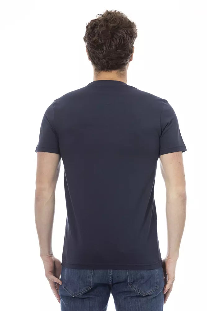 Blue Cotton Men T-Shirt - GlamHub Luxury and Icon Brand Clothing