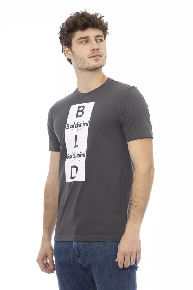 Gray Cotton Men T-Shirt - GlamHub Luxury and Icon Brand Clothing