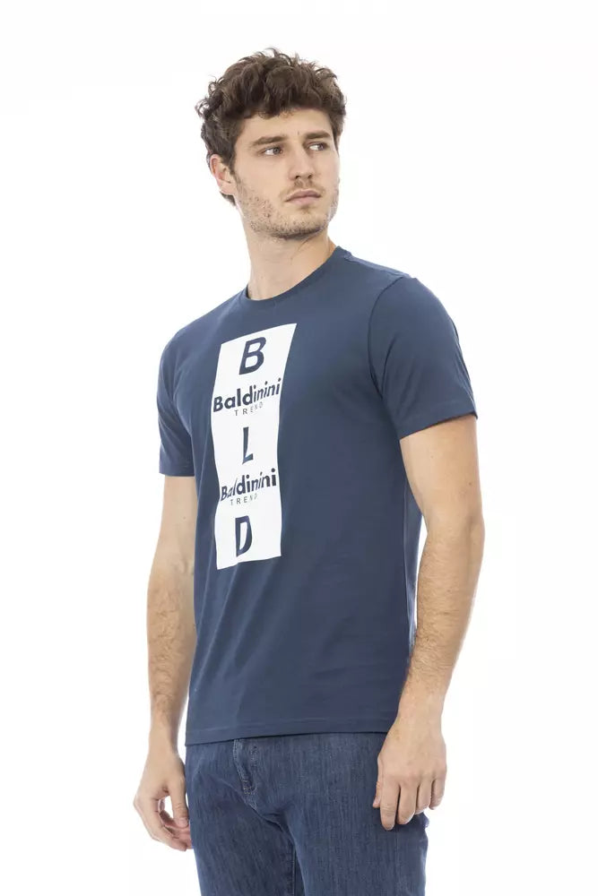 Blue Cotton Men T-Shirt - GlamHub Luxury and Icon Brand Clothing