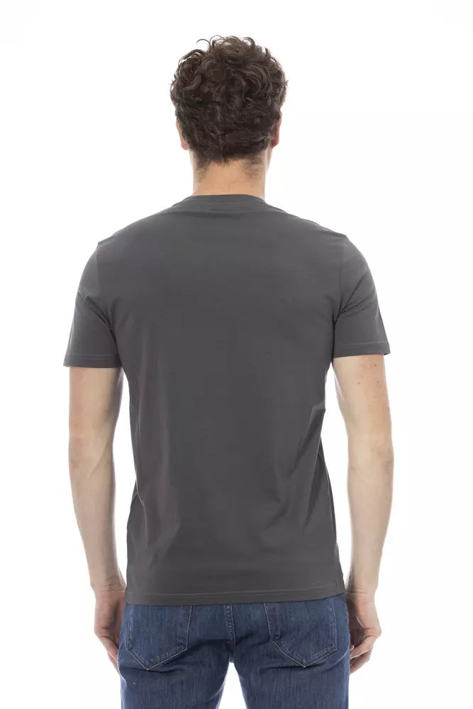 Gray Cotton Men T-Shirt - GlamHub Luxury and Icon Brand Clothing