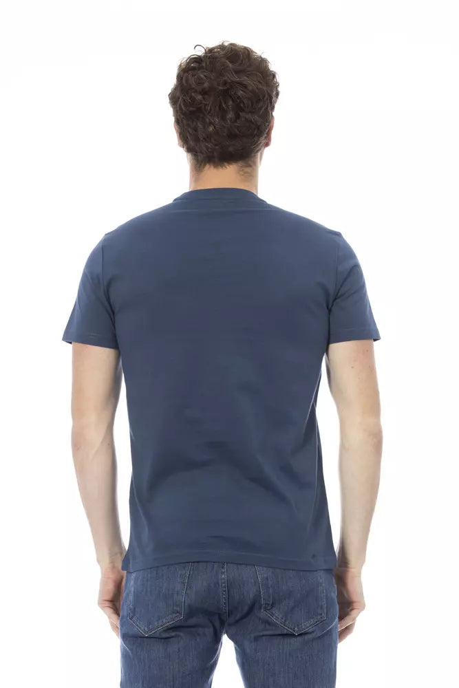 Blue Cotton Men T-Shirt - GlamHub Luxury and Icon Brand Clothing