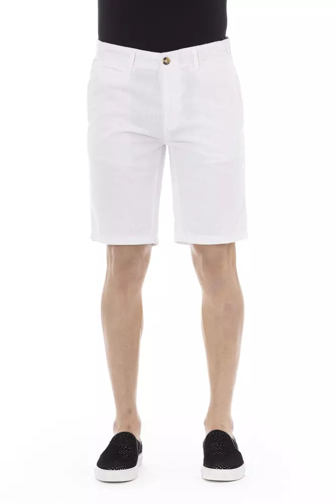 White Cotton Men Bermuda Short - GlamHub Luxury and Icon Brand Clothing