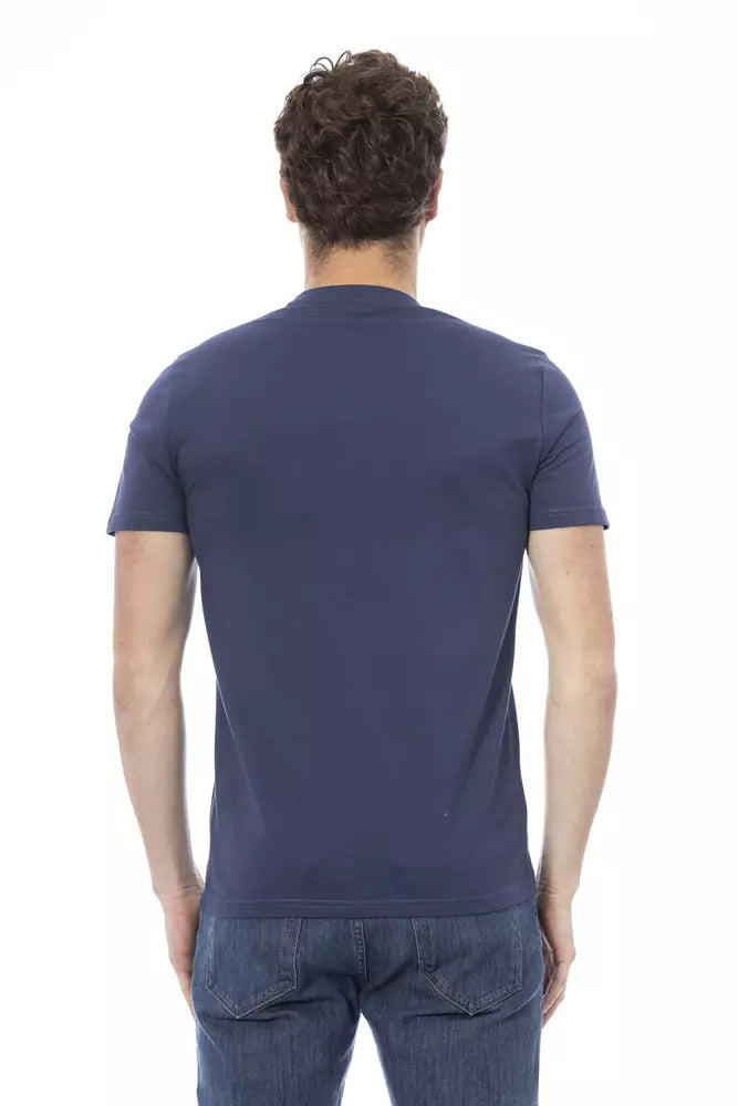 Blue Cotton Men T-Shirt - GlamHub Luxury and Icon Brand Clothing