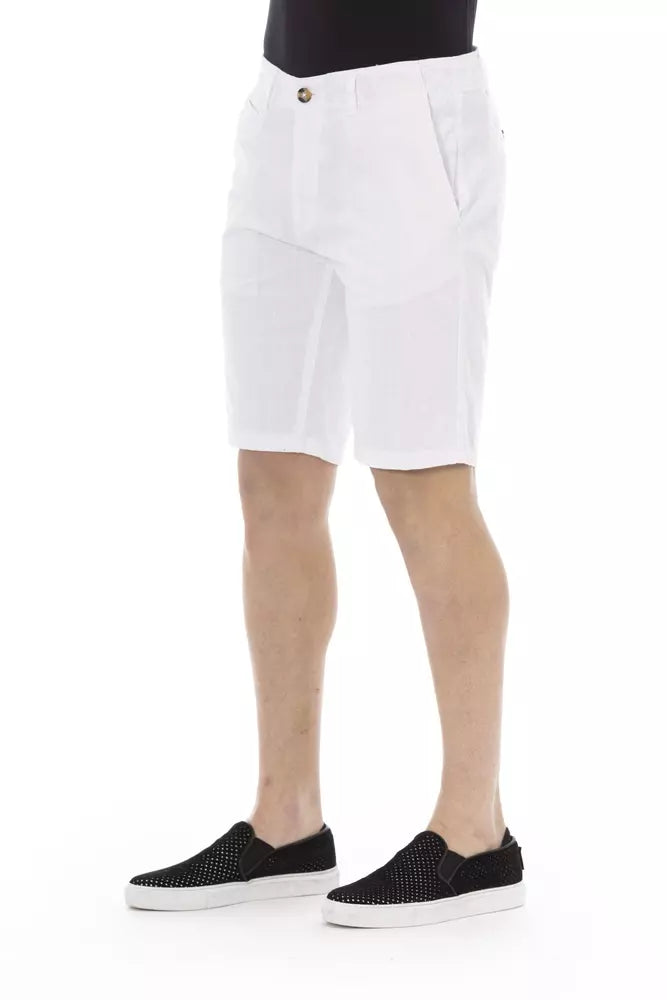 White Cotton Men Bermuda Short - GlamHub Luxury and Icon Brand Clothing