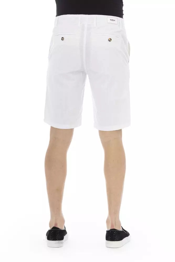 White Cotton Men Bermuda Short - GlamHub Luxury and Icon Brand Clothing