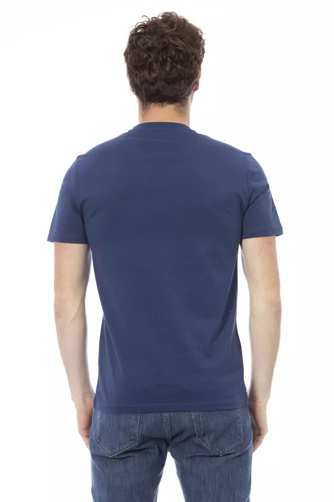 Blue Cotton Men T-Shirt - GlamHub Luxury and Icon Brand Clothing