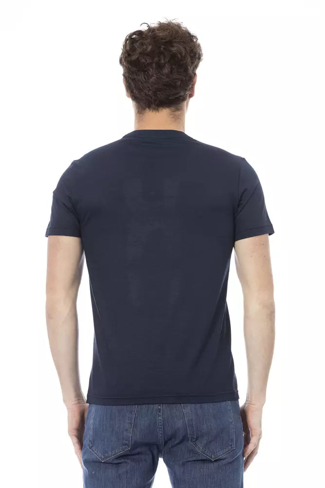 Blue Cotton Men T-Shirt - GlamHub Luxury and Icon Brand Clothing