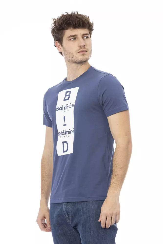 Blue Cotton Men T-Shirt - GlamHub Luxury and Icon Brand Clothing