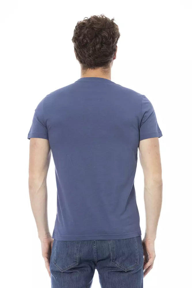 Blue Cotton Men T-Shirt - GlamHub Luxury and Icon Brand Clothing