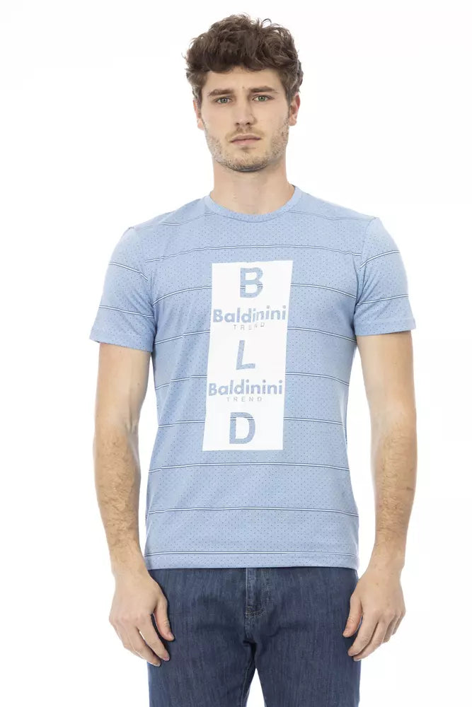 Light Blue Cotton Men T-Shirt - GlamHub Luxury and Icon Brand Clothing